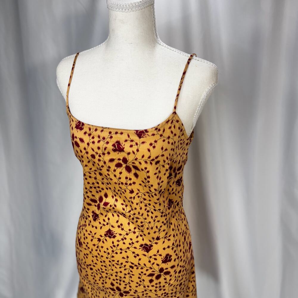 Sisley Italy Mini Slip Dress Yellow Red Floral 90s Y2K Euro Summer Romantic XS - Picture 13 of 16